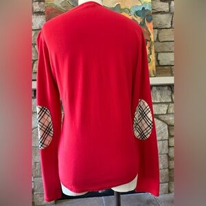 Vintage Burberry Long Sleeve shirt. Red with classic Burberry Elvis patches.